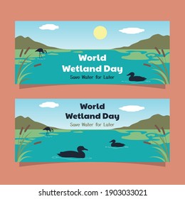 World Wetland Day awareness design in wetland biodiversity. ready to use, for banner, website, printing promotion