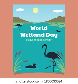 World Wetland Day awareness design in wetland biodiversity. ready to use, for banner, website, printing promotion