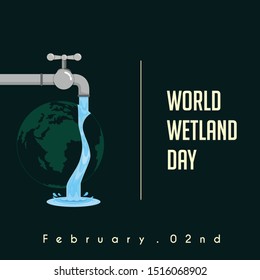 World Wetland Day, faucet that drains water on earth