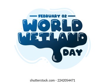 World Wetland Day text design on abstract background. February 02. Poster, banner, card, background. Eps 10.