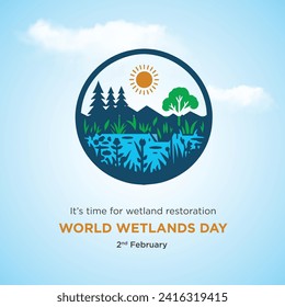 World Wetlands Day, 2nd February Social Media Square Post Vector Design  Template