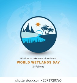 World Wetlands Day, 2nd February Social Media Vector Post Template Design