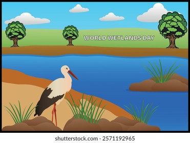 World wetlands day banner. Vector illustration.