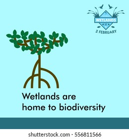 World wetlands day cartoon design illustration, campaign asset for use on social media