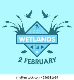 World wetlands day cartoon design illustration, campaign asset for use on social media