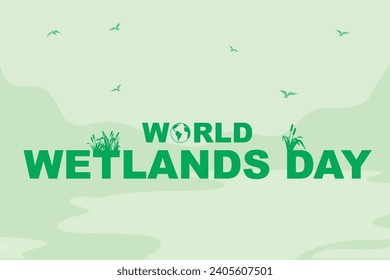 World Wetlands Day concept. World wildlife day wildlife day creative design for social media poster.  Vector illustration.