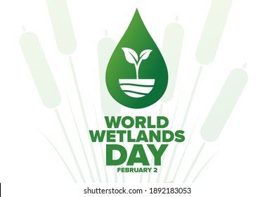 World Wetlands Day. February 2. Holiday concept. Template for background, banner, card, poster with text inscription. Vector EPS10 illustration