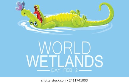 World Wetlands Day. February 2. Vector illustration. Holiday poster Poster, Banner for world wetland day which occurs every 2nd february suitable for poster or banner to celebrate or greeting