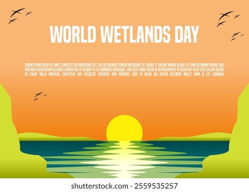 World Wetlands Day for Poster, Banner for world wetland day which occurs every 2nd february suitable for poster or banner to celebrate or greeting