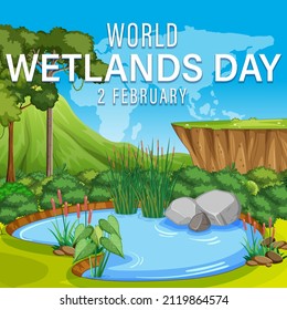 World Wetlands Day poster design illustration