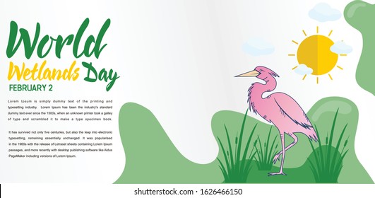 World Wetlands Day theme. World Wetlands Day Banner Illustration. The date of the event is 2 February. Vector illustration