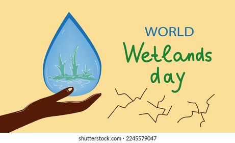 mundial wetlands day, vector doodle banner ilustración