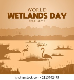 World Wetlands Day vector illustration. Suitable for Poster, Banners, campaign and greeting card.