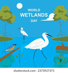 Día Mundial de los Humedales. Plantilla de vector para banner