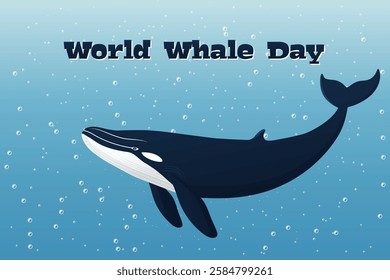 World Whale Day flat vector illustration