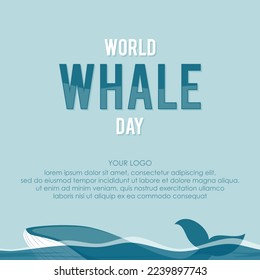 Fondo de la plantilla Día Mundial de la Ballena para el diseño de elementos. Ilustración del vector