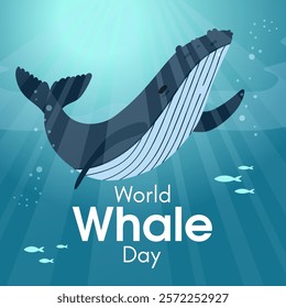 World whale day. Vector template. Greeting card.