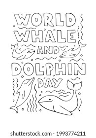 World Whale Dolphin Day Doodles Hand Stock Vector (Royalty Free ...