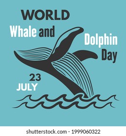 World Whale and Dolphin Day greeting card, poster or banner. Vector Illustration	
