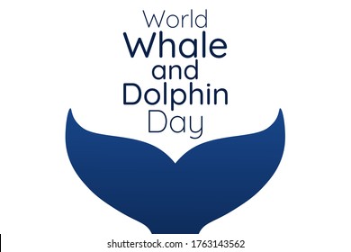 World Whale and Dolphin Day. Holiday concept. Template for background, banner, card, poster with text inscription. Vector EPS10 illustration