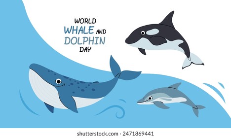 world whale and dolphins day design template for celebration. international awareness day of whale and dolphins vector template. whale vector design.