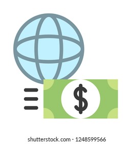 world wide banking dollar note business flat design icon.