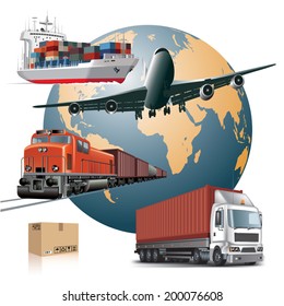 World wide cargo transport concept. Vector illustration