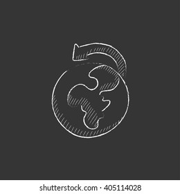 World wide cargo transportation. Drawn in chalk icon.