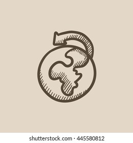 World wide cargo transportation vector sketch icon isolated on background. Hand drawn World wide cargo transportation icon. World wide cargo transportation sketch icon for infographic, website or app.
