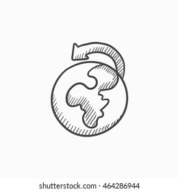 Icono de esbozo del vector de transporte de carga a nivel mundial aislado en segundo plano. Dibujo manual del icono del transporte de carga a nivel mundial. Icono de esbozo de transporte de carga a nivel mundial para infografía, sitio web o aplicación.