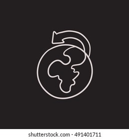 World wide cargo transportation vector sketch icon isolated on background. Hand drawn World wide cargo transportation icon. World wide cargo transportation sketch icon for infographic, website or app.