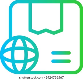World wide delivery delivery services icon with blue and green gradient outline style. shipping, transportation, delivery, box, business, world, service. Vector Illustration