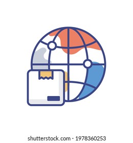 World Wide Delivery vector icon style illustration. EPS 10 File