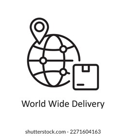 World Wide Delivery vector outline Icon Design illustration. Logistic Symbol on White background EPS 10 File