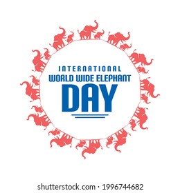 world wide elephant day logo, save this jumbo animals, silhouette of strong elephants vector illustrations