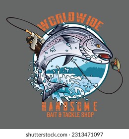 World Wide Fishing Graphic, Illustration, Typography, Fishing T-Shirt Design, Vector, Funny Fishing T Shirts Design, Perfect For Print Item Fishing T-Shirt,