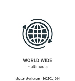 World wide glyph icon vector on white background. Flat vector world wide icon symbol sign from modern multimedia collection for mobile concept and web apps design.