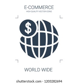 world wide icon. high quality filled world wide icon on white background. from e commerce collection flat trendy vector world wide symbol. use for web and mobile