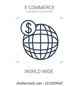 world wide icon. high quality line world wide icon on white background. from e commerce collection flat trendy vector world wide symbol. use for web and mobile