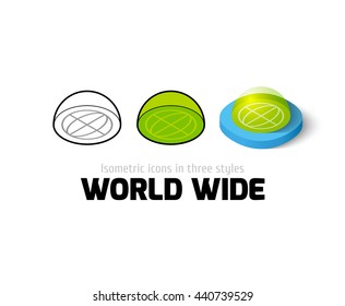 World wide icon, vector symbol in flat, outline and isometric style