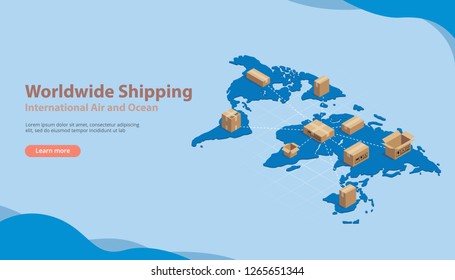 world wide international shipping business with free space for text for banner or website vector illustration