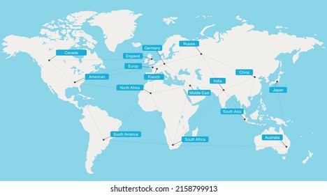 World wide internet network mesh. Social communications background. Earth map. Vector illustration