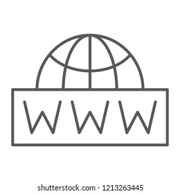 World wide net thin line icon, communication and network, internet sign, vector graphics, a linear pattern on a white background, eps 10.