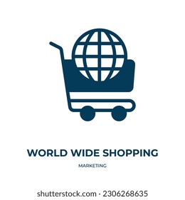 world wide shopping vector icon. world wide shopping, world, shopping filled icons from flat marketing concept. Isolated black glyph icon, vector illustration symbol element for web design and mobile 
