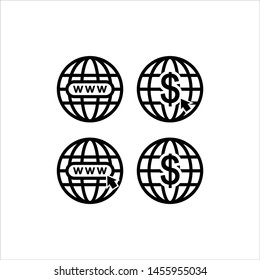 World wide web concept globe icon set. Planet web symbol set.