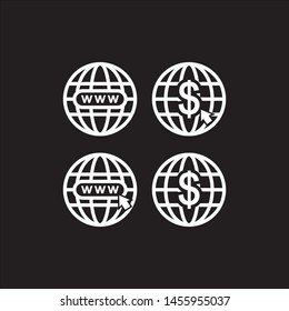 World wide web concept globe icon set. Planet web symbol set.