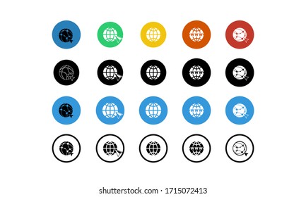 Concepto web mundial de Internet iconos de Internet conjunto con cursor o ratón punteado. Icono de signo WWW en fondo blanco aislado para aplicaciones, web, aplicación.Vector EPS 10.