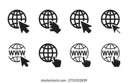 World Wide Web Cursor Icon Set Vector Illustration