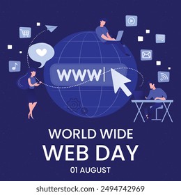 World Wide Web day Flat illustration, web day poster, Banner for business uses, www concept poster banner design.EPS FILE. 1 AUGUST.