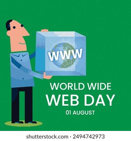 World Wide Web day Flat illustration, web day poster, Banner for business uses, www concept poster banner design.EPS FILE. 1 AUGUST.